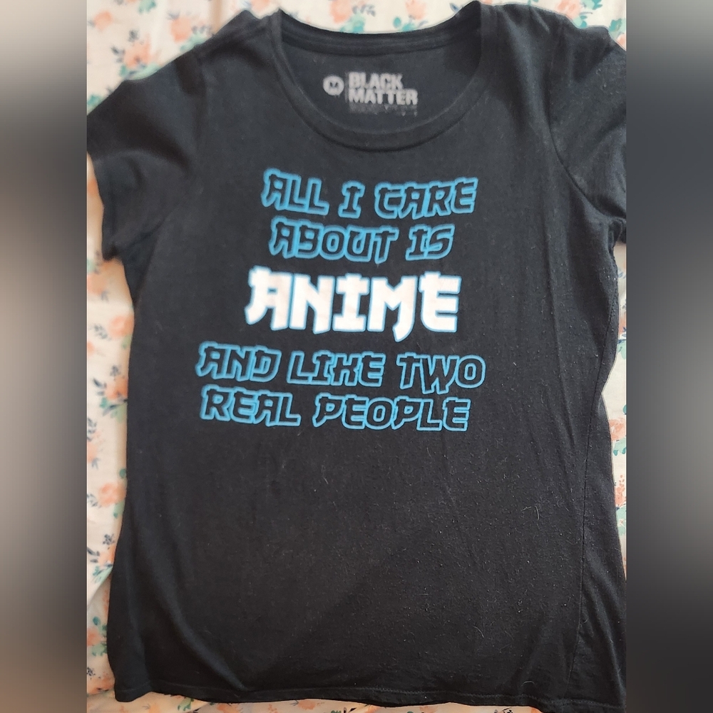 Black Matter ALL I CARE ABOUT IS ANIME Youth Medium Tshirt
